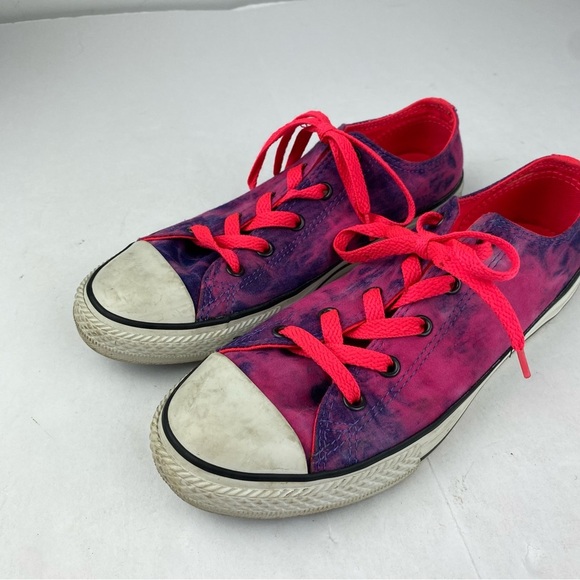 Converse Junior Size 4 All Star Tie Dye Pink Purple Low Tops - Picture 3 of 6